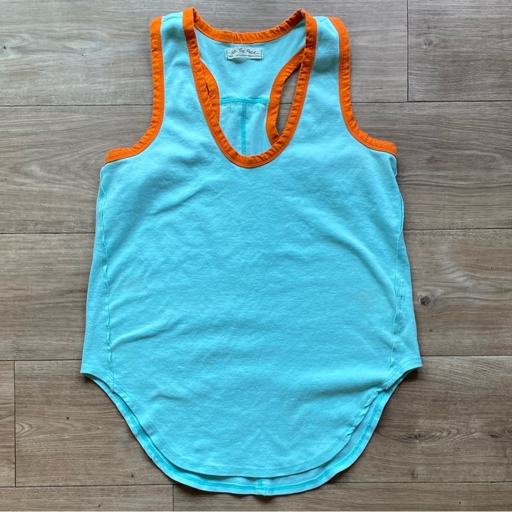 We The Free Aqua and Orange Tank Top
